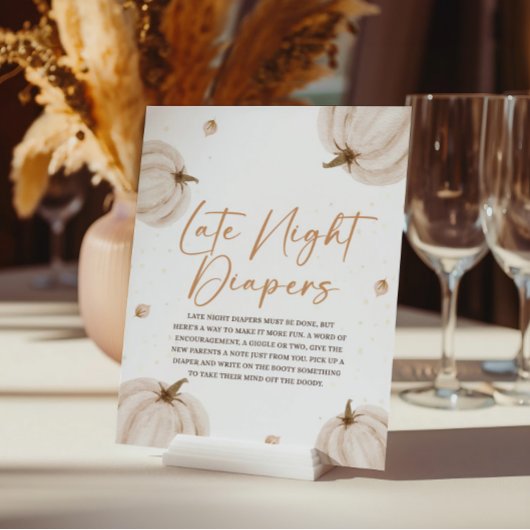 Herfst Baby shower Late Night Luiers Teken Poster