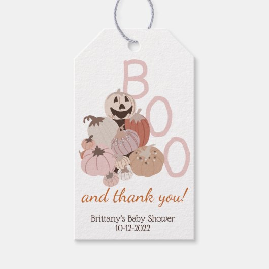 Herfst Baby shower Little Boo Pumpkin Cadeaulabel (Voorkant)