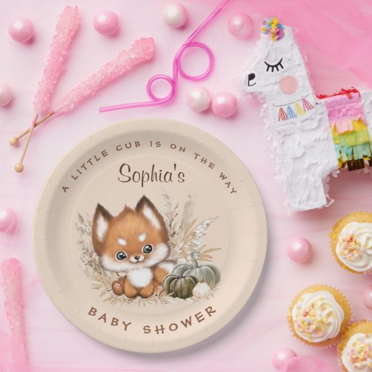 Herfst Baby shower Little Fox Cub Papier Borden Papieren Bordje (Feest)