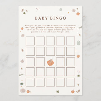 Herfst Baby Shower Little Pumpkin Baby Bingo Spel