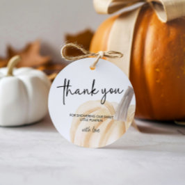 Herfst Baby shower Little Pumpkin Ronde Bedankjes Labels