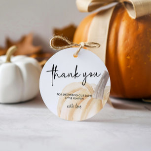 Herfst Baby shower Little Pumpkin Ronde Bedankjes Labels