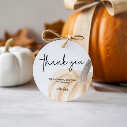 Herfst Baby shower Little Pumpkin Ronde Bedankjes Labels