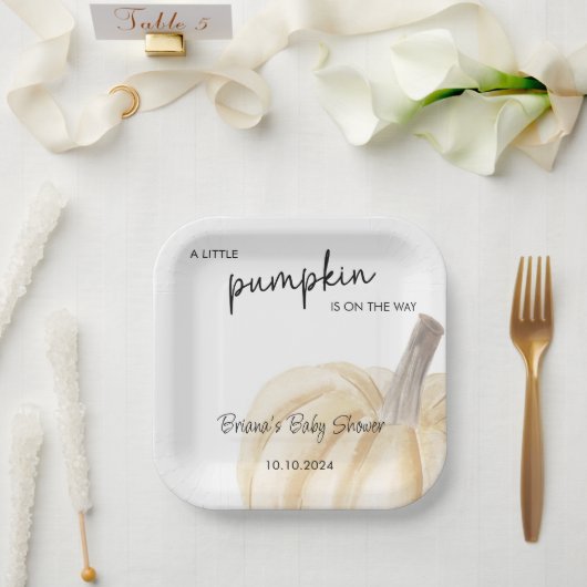 Herfst Baby shower Little Pumpkin Shower Papieren Bordje (Huwelijk)