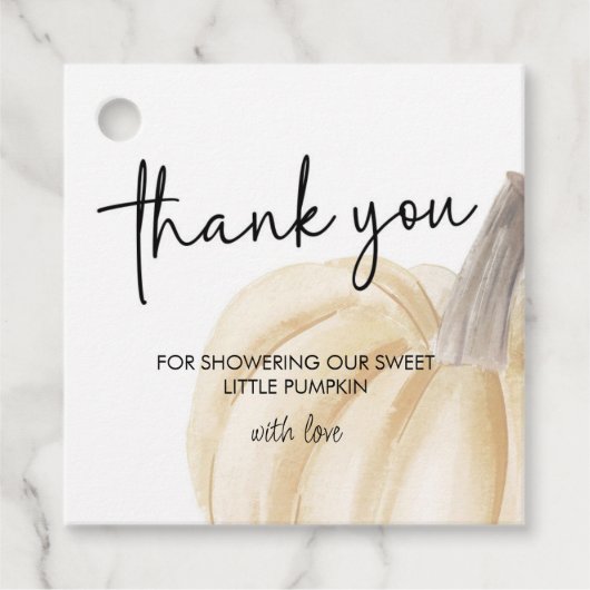 Herfst Baby shower Little Pumpkin Square Bedankjes Labels (Voorkant)