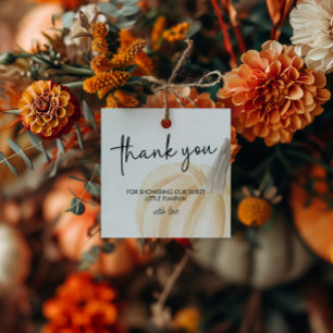 Herfst Baby shower Little Pumpkin Square Bedankjes Labels