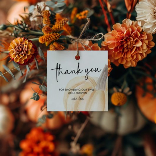 Herfst Baby shower Little Pumpkin Square Bedankjes Labels