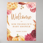 Herfst Baby shower Little Pumpkin Welcome Sign Poster (Voorkant)