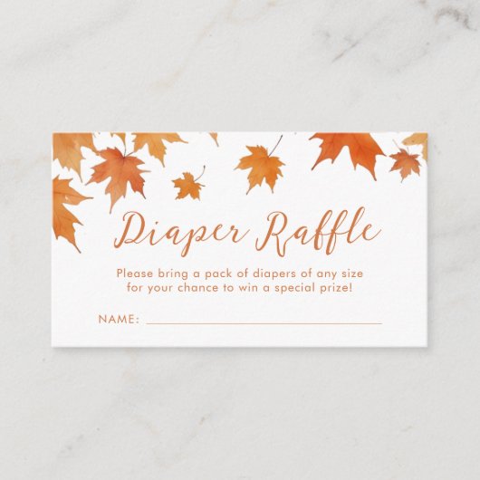Herfst Baby shower Luier Raffle Ticket Informatiekaartje (Voorkant)