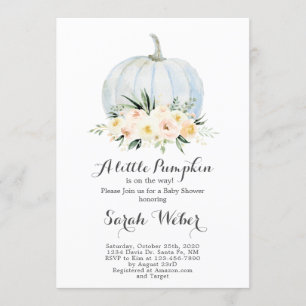 Herfst baby shower meisje pompoen kaart
