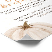 Herfst Baby shower Mijn water brak teken Poster (Hoek)