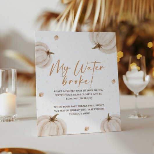 Herfst Baby shower Mijn water brak teken Poster