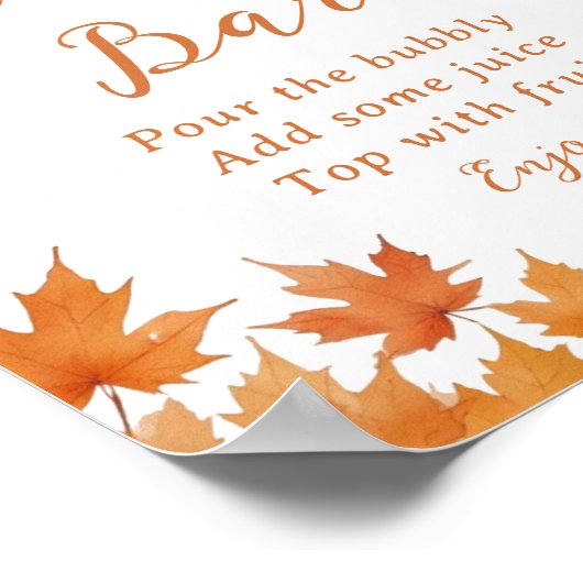 Herfst Baby shower Momosa Bar Poster (Hoek)