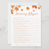 Herfst Baby shower Nursery Rhyme Game Kaart (Voorkant)