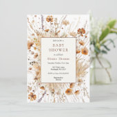 Herfst Baby Shower Oranje Bloemige Uitnodiging (Staand voorkant)