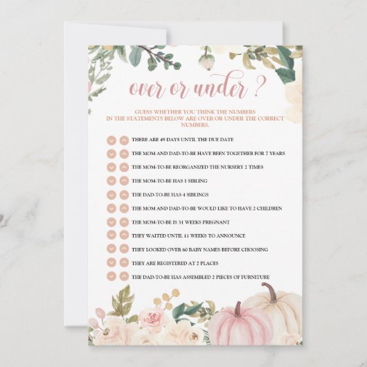 Herfst Baby shower over of onder spel Kaart (Voorkant)