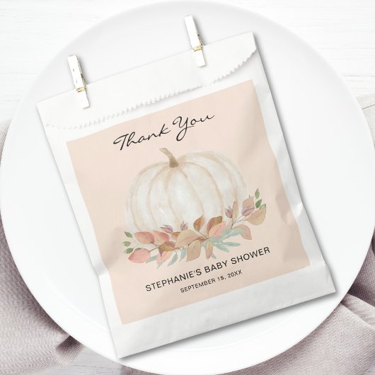 Herfst Baby shower pompoen Bedankzakje