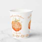 Herfst baby shower pompoen bessen waterverf papieren bekers (Voorkant)