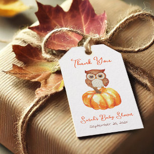 Herfst Baby Shower Pompoen en Uil Herfst Bedankt Cadeaulabel
