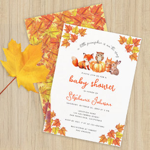 Herfst Baby shower pompoen herfst bladeren dieren Kaart