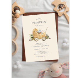 Herfst Baby shower pompoen op de weg Uitnodiging