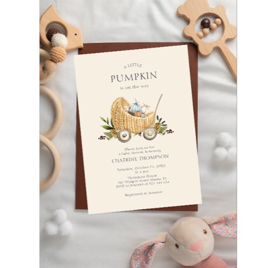 Herfst Baby shower pompoen op de weg Uitnodiging