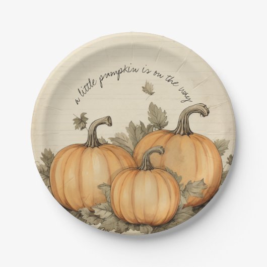 Herfst Baby shower pompoen patch Papieren Bordje (Voorkant)