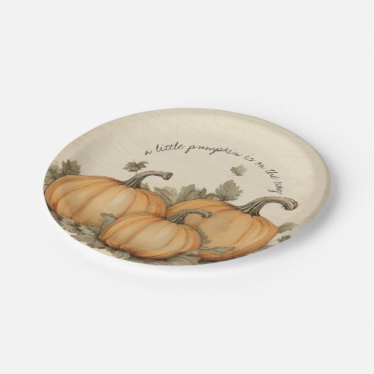 Herfst Baby shower pompoen patch Papieren Bordje (Gekanteld)