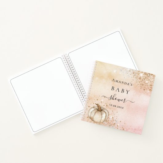 Herfst baby shower pompoen roos  notitieboek (Binnen)