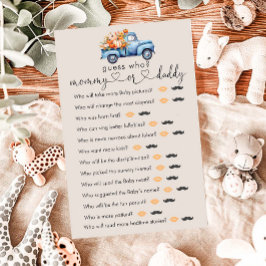 Herfst Baby shower pompoen truck "raad wie" spel