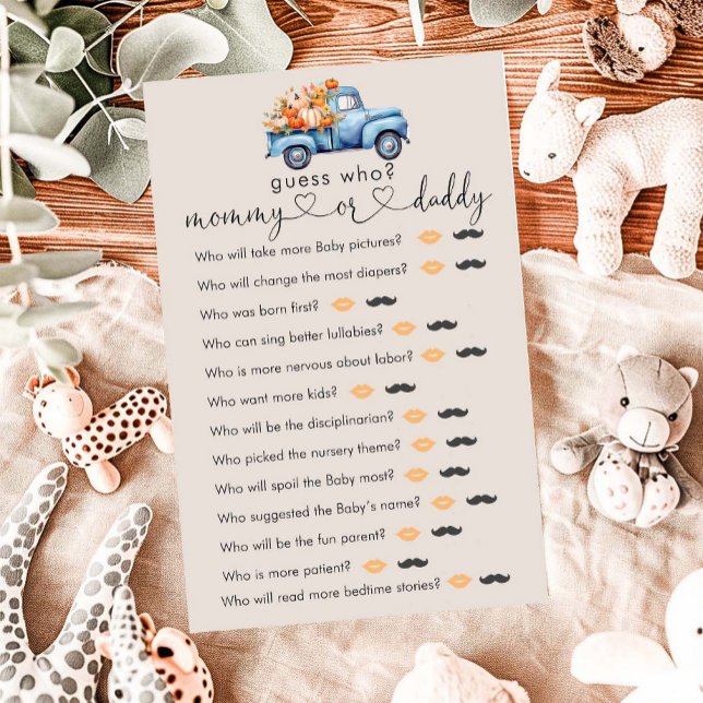 Herfst Baby shower pompoen truck "raad wie" spel (Creator heeft geüpload)