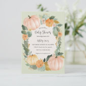 Herfst Baby shower pompoen uitnodiging (Staand voorkant)