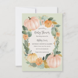 Herfst Baby shower pompoen uitnodiging