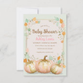 Herfst Baby shower pompoen uitnodiging roze goud (Voorkant)