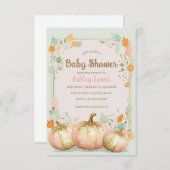 Herfst Baby shower pompoen uitnodiging roze goud (Voorkant / Achterkant)
