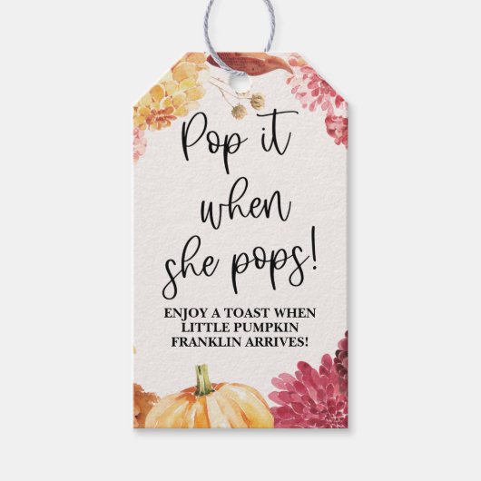 Herfst Baby shower Pop als ze Pop Cadeaulabel (Voorkant)