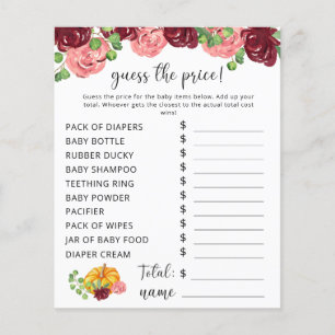 Herfst Baby shower   Pumpkin Price Raad Game