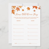 Herfst Baby Shower Raad de Leeftijd Spelkaart Kaart (Voorkant)