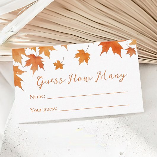 Herfst Baby shower raad eens hoeveel games Informatiekaartje