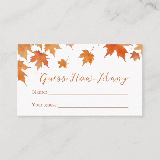 Herfst Baby shower raad eens hoeveel games Informatiekaartje (Voorkant)