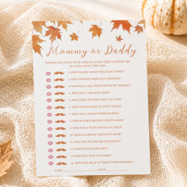Herfst Baby Shower Raad Wie Game Card Kaart