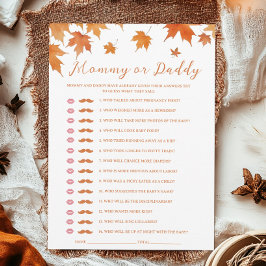 Herfst Baby shower Raad wie spel Kaart