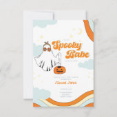 Herfst Baby shower Retro Ghost Groovy Baby shower  Kaart (Voorkant)