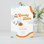 Herfst Baby shower Retro Ghost Groovy Baby shower  Kaart (Staand voorkant)