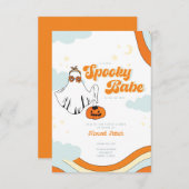 Herfst Baby shower Retro Ghost Groovy Baby shower  Kaart (Voorkant / Achterkant)