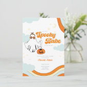Herfst Baby shower Retro Ghost Groovy Baby shower Kaart (Staand voorkant)