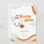 Herfst Baby shower Retro Ghost Groovy Baby shower Kaart (Voorkant)