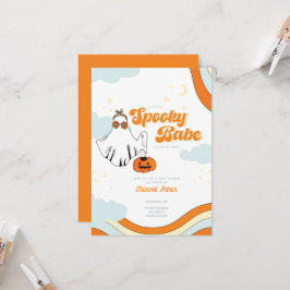 Herfst Baby shower Retro Ghost Groovy Baby shower Kaart