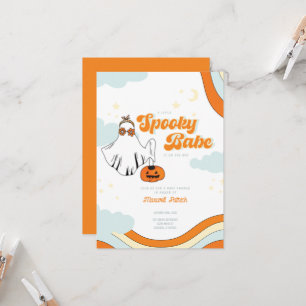 Herfst Baby shower Retro Ghost Groovy Baby shower Kaart