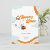 Herfst Baby shower Retro Ghost Groovy Baby shower Kaart (Staand voorkant)